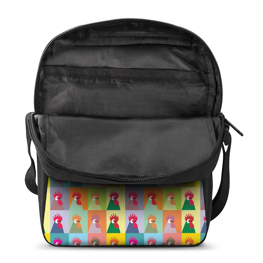 Colorful Rooster Pattern Print Rectangular Crossbody Bag