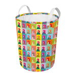 Colorful Rooster Pattern Print Round Laundry Basket