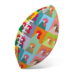 Colorful Rooster Pattern Print Rugby Ball