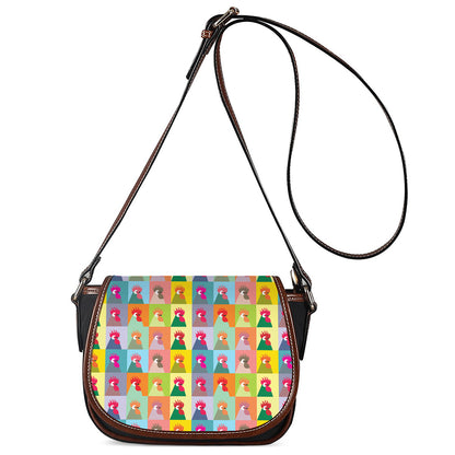 Colorful Rooster Pattern Print Saddle Bag