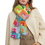 Colorful Rooster Pattern Print Scarf