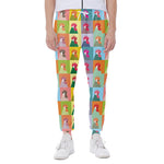 Colorful Rooster Pattern Print Scuba Joggers