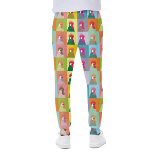 Colorful Rooster Pattern Print Scuba Joggers