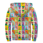 Colorful Rooster Pattern Print Sherpa Lined Zip Up Hoodie