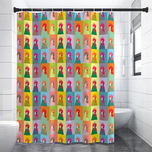 Colorful Rooster Pattern Print Shower Curtain