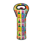 Colorful Rooster Pattern Print Single Neoprene Wine Tote
