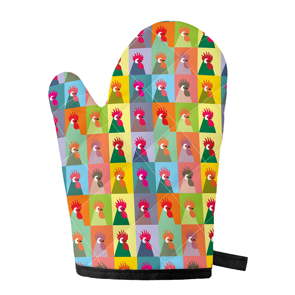 Colorful Rooster Pattern Print Single Oven Mitt