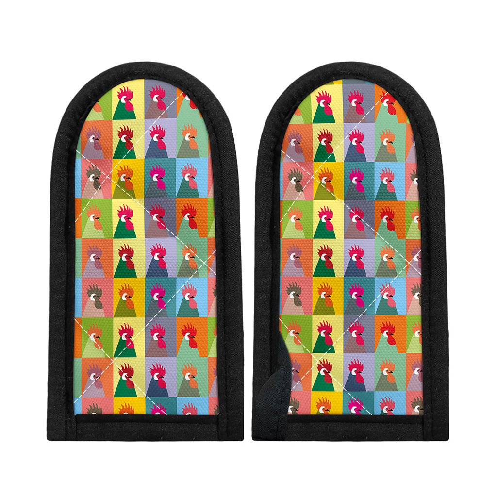 Colorful Rooster Pattern Print Skillet Handle Cover