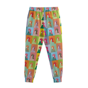 Colorful Rooster Pattern Print Sweatpants