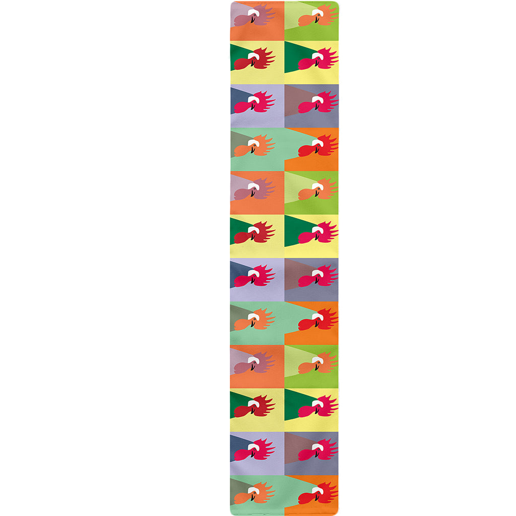 Colorful Rooster Pattern Print Table Runner
