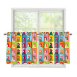 Colorful Rooster Pattern Print Tier Curtains