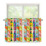 Colorful Rooster Pattern Print Tier Curtains