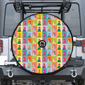 Colorful Rooster Pattern Print Tire Cover With Camera Hole