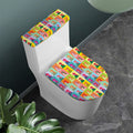 Colorful Rooster Pattern Print Toilet Lid And Tank Cover Set