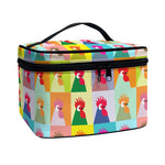 Colorful Rooster Pattern Print Travel Makeup Bag