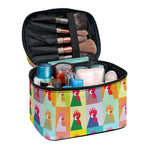 Colorful Rooster Pattern Print Travel Makeup Bag