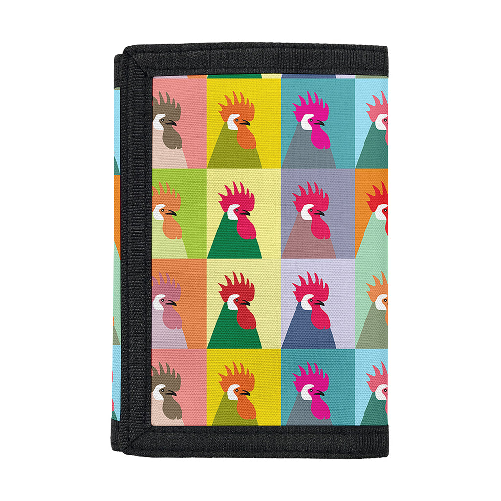 Colorful Rooster Pattern Print Trifold Wallet