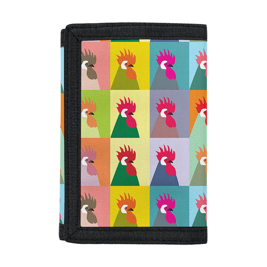 Colorful Rooster Pattern Print Trifold Wallet