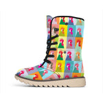 Colorful Rooster Pattern Print Winter Boots