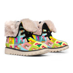 Colorful Rooster Pattern Print Winter Boots