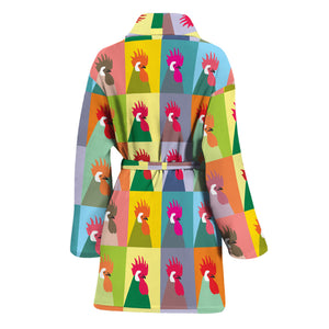 Colorful Rooster Pattern Print Women's Bathrobe