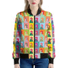 Colorful Rooster Pattern Print Women's Bomber Jacket