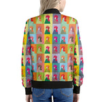 Colorful Rooster Pattern Print Women's Bomber Jacket