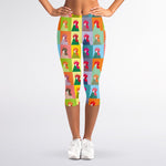 Colorful Rooster Pattern Print Women's Capri Leggings