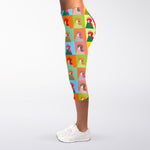 Colorful Rooster Pattern Print Women's Capri Leggings
