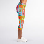 Colorful Rooster Pattern Print Women's Capri Leggings