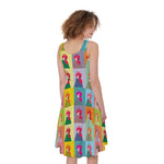 Colorful Rooster Pattern Print Women's Sleeveless Dress