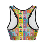 Colorful Rooster Pattern Print Women's Sports Bra