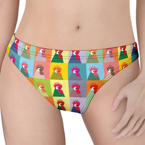 Colorful Rooster Pattern Print Women's Thong