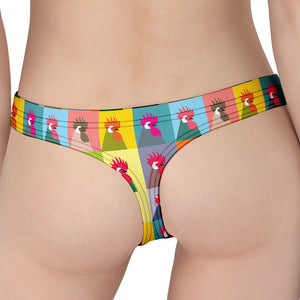 Colorful Rooster Pattern Print Women's Thong