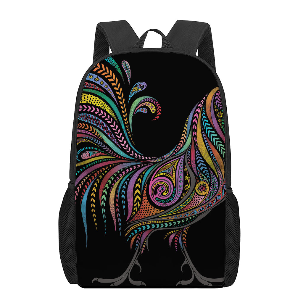 Colorful Rooster Print 17 Inch Backpack