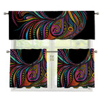 Colorful Rooster Print 3 Piece Kitchen Curtains