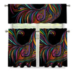 Colorful Rooster Print 3 Piece Kitchen Curtains