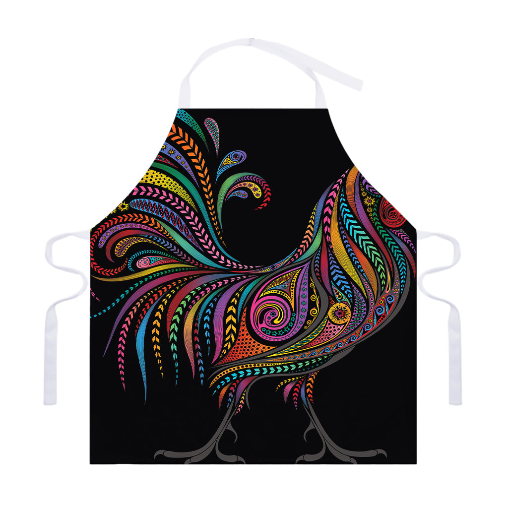 Colorful Rooster Print Adjustable Apron