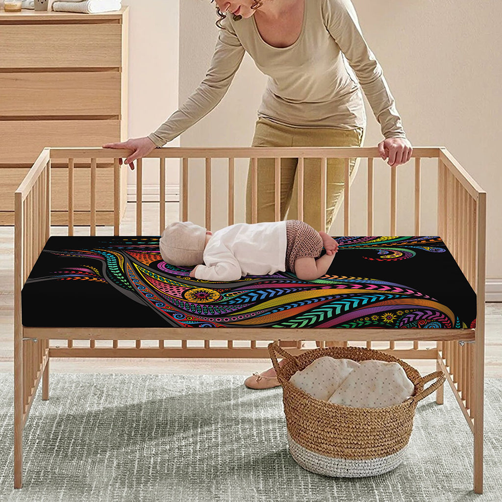 Colorful Rooster Print Baby Crib Sheet