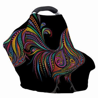 Colorful Rooster Print Baby Seat Cover
