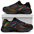 Colorful Rooster Print Black Chunky Shoes