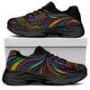 Colorful Rooster Print Black Chunky Shoes