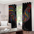 Colorful Rooster Print Dimout Grommet Curtains