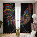 Colorful Rooster Print Dimout Pencil Pleat Curtains