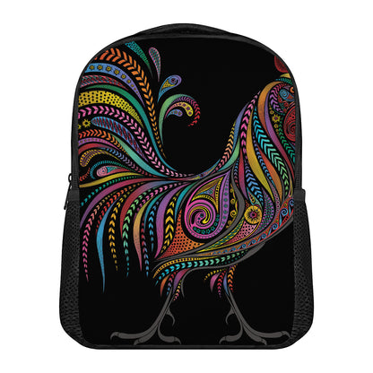 Colorful Rooster Print Casual Backpack