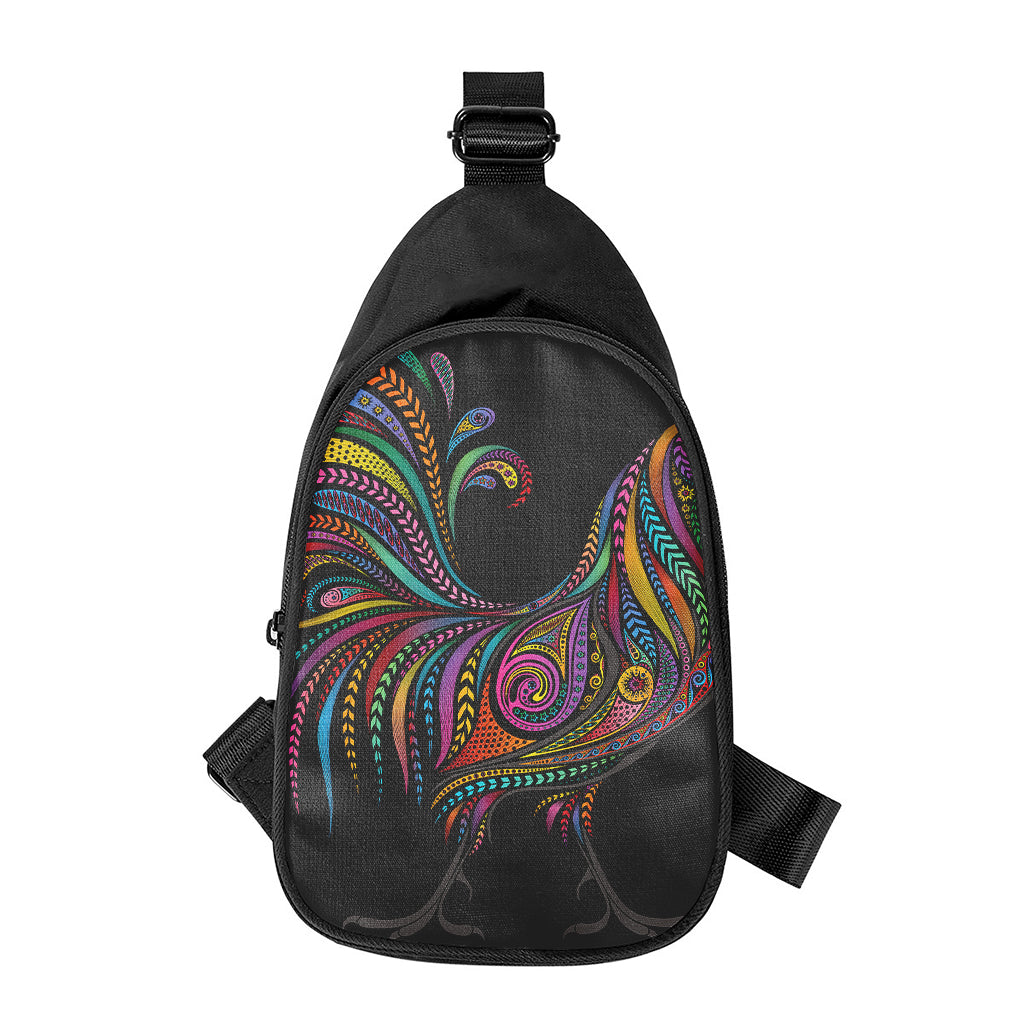 Colorful Rooster Print Chest Bag