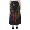 Colorful Rooster Print Chiffon Maxi Skirt