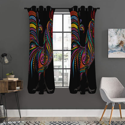 Colorful Rooster Print Curtain