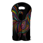 Colorful Rooster Print Double Neoprene Wine Tote
