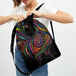 Colorful Rooster Print Drawstring Backpack